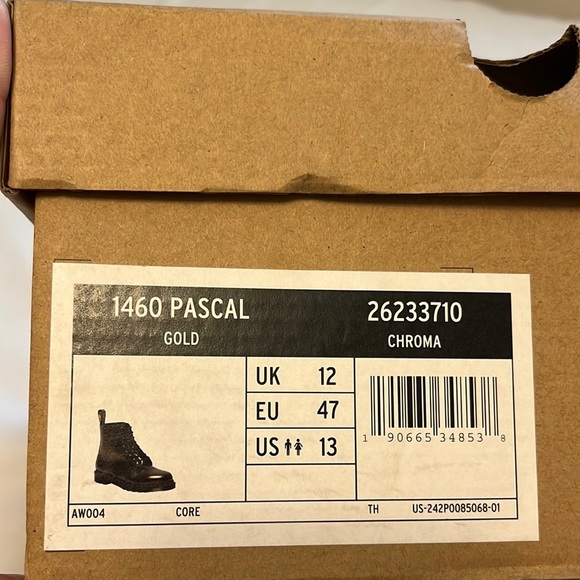 Doc Martens 1460 Pascal Gold Chroma Black Boots Unisex US Mens & Womens Size 13 - Picture 5 of 6